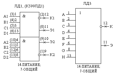 Условные обозначения и цоколевки микросхем типа ЛД