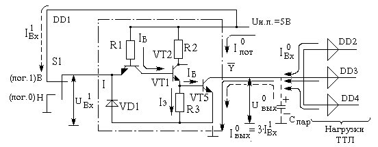 схема распределения токов и напряжений при высоком входном уровне