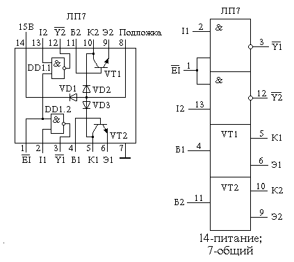 Условное обозначение и цоколевка микросхемы ЛП7