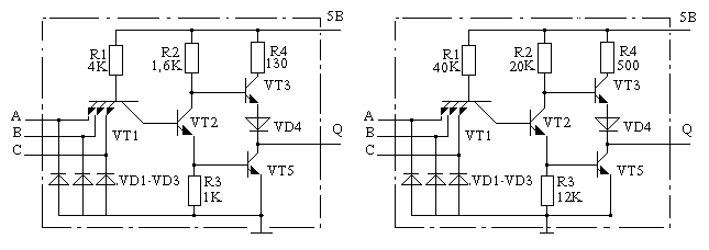схемы  базовых элементов серий К155 и K134