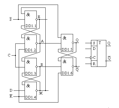 Комбинированный D-триггер и его условное обозначение