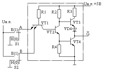 Принципиальная схема логического элемента И-НЕ